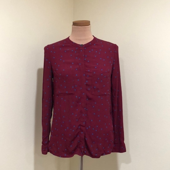 Boden Blouse Size US 8R Red Retro Floral Print Button Up Top - Picture 2 of 11